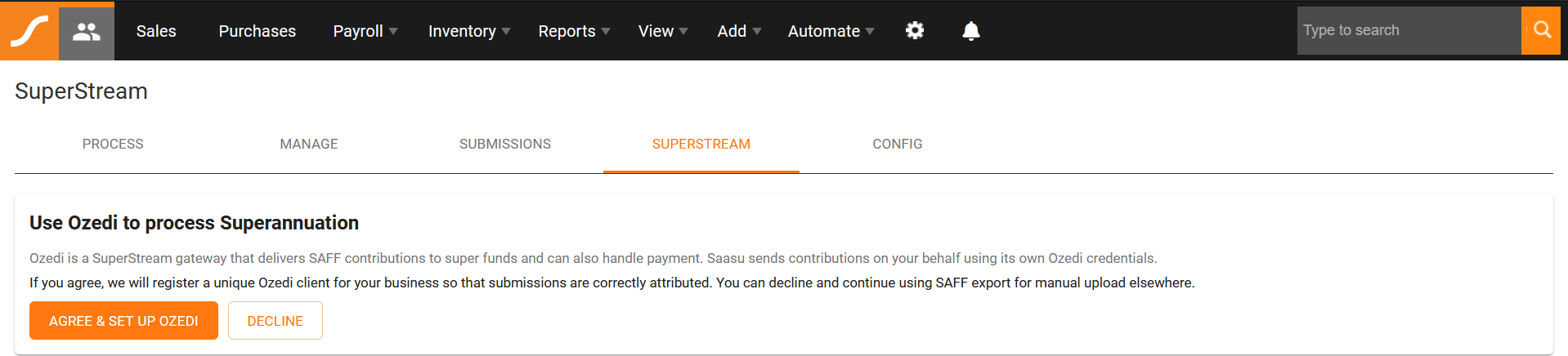 SuperStream Ozedi Acknowledgement